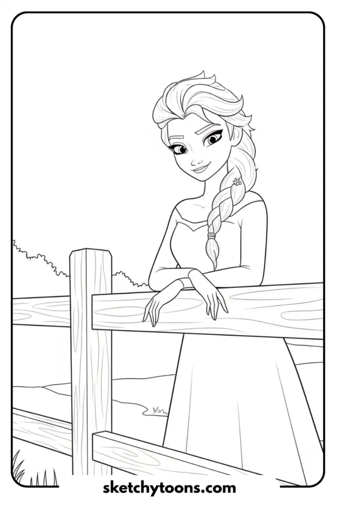 Elsa Leaning on Fence