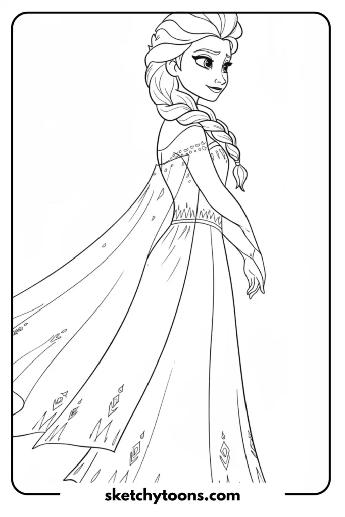 Elsa Looking Over Shoulder Drawing page