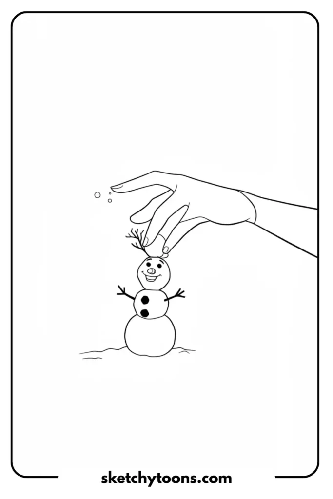 Elsa Making Tiny Snowman Artwork page