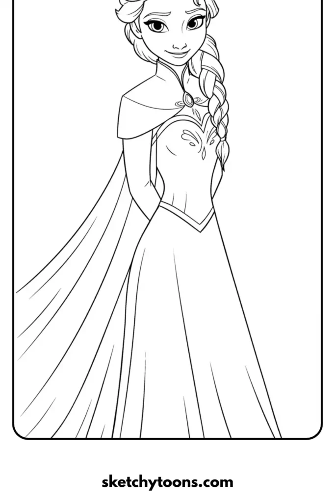 Elsa Smiling with Hands Behind Sketch page