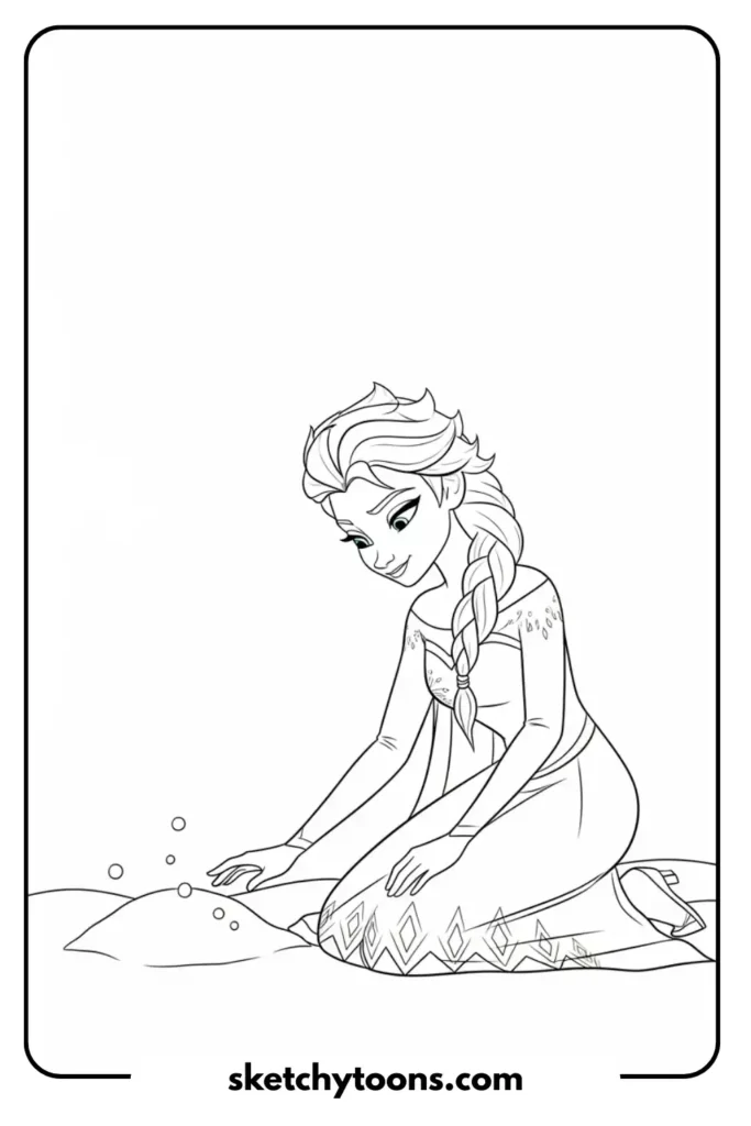 Elsa Touching Snow painting sheet