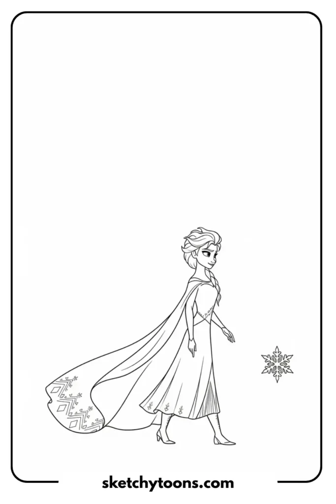 Elsa Walking Slowly coloring sheet