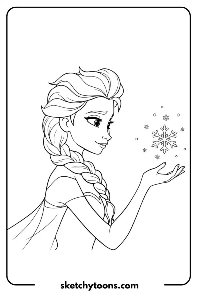 Elsa and the snowflake coloring sheet