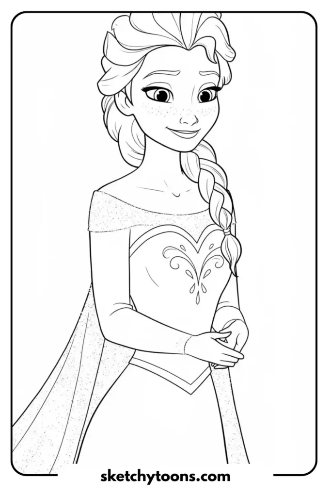 Elsa standing coloring page