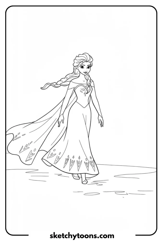 Elsa walking coloring page