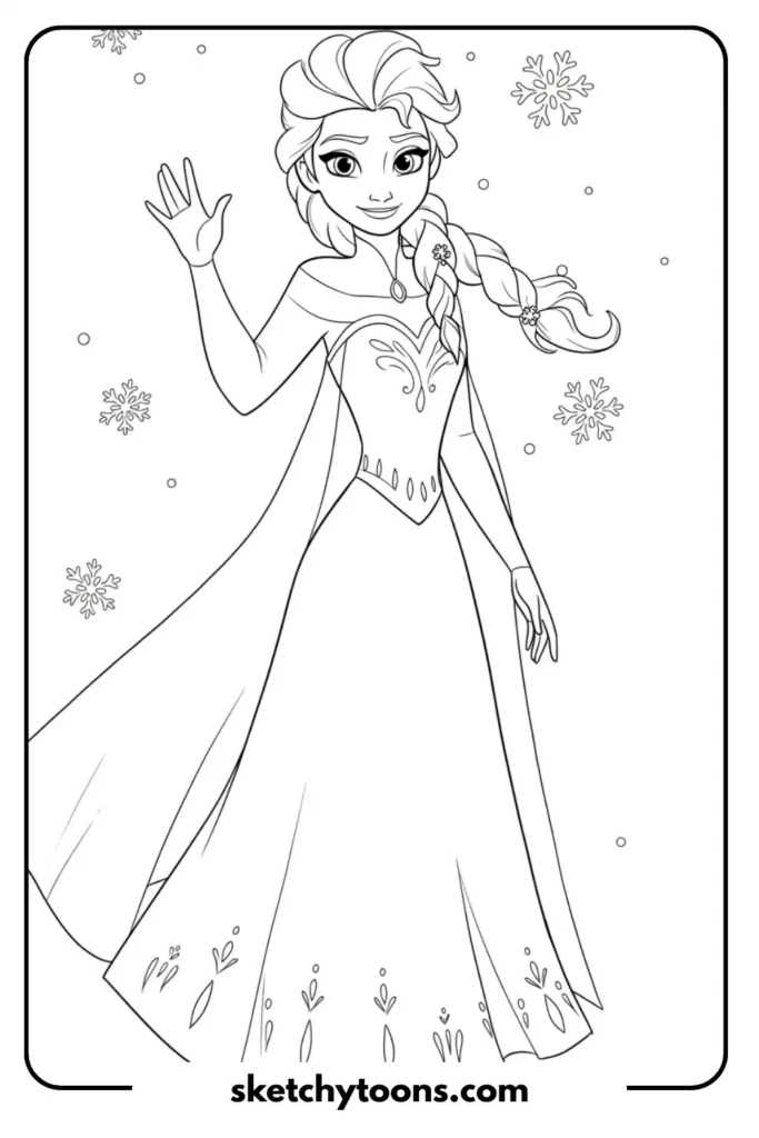 Elsa waving hand activity page