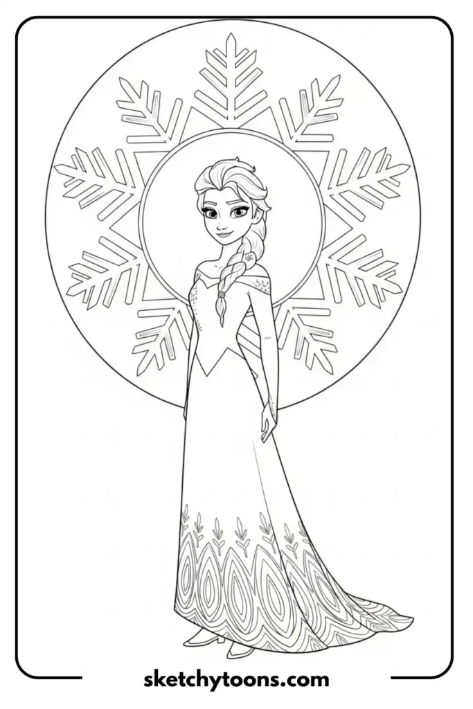 Elsa with Large Snowflake creative page