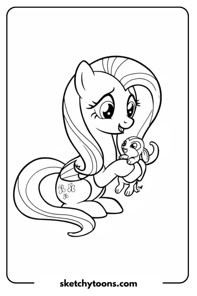 Fluttershy Comforting a Baby Animal activity sheet