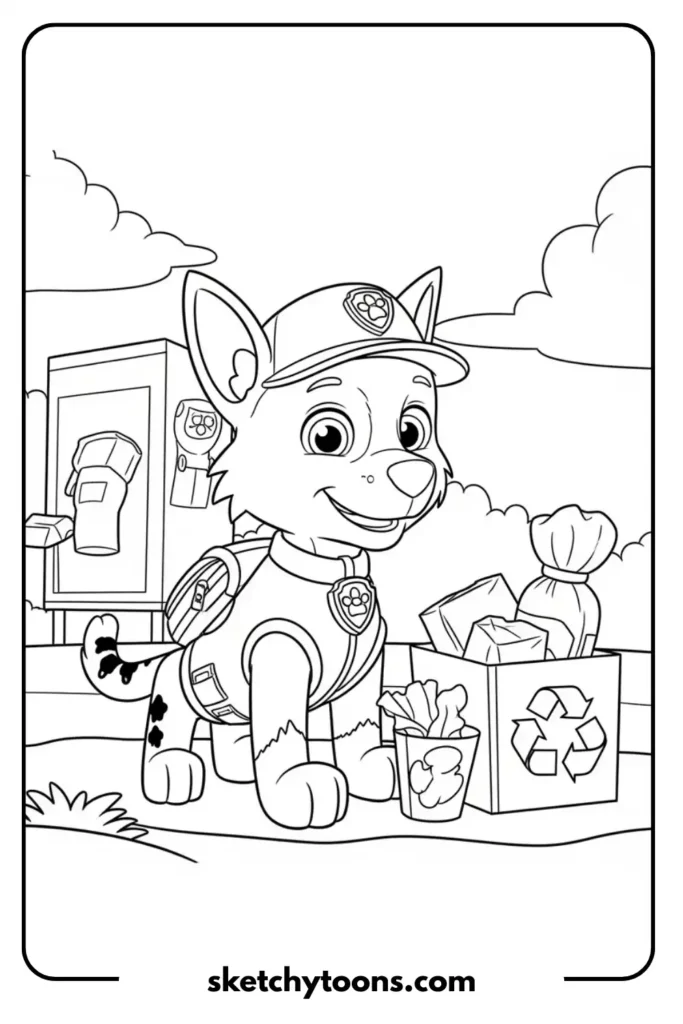 Marshall the Firefighter Pup sketching sheet