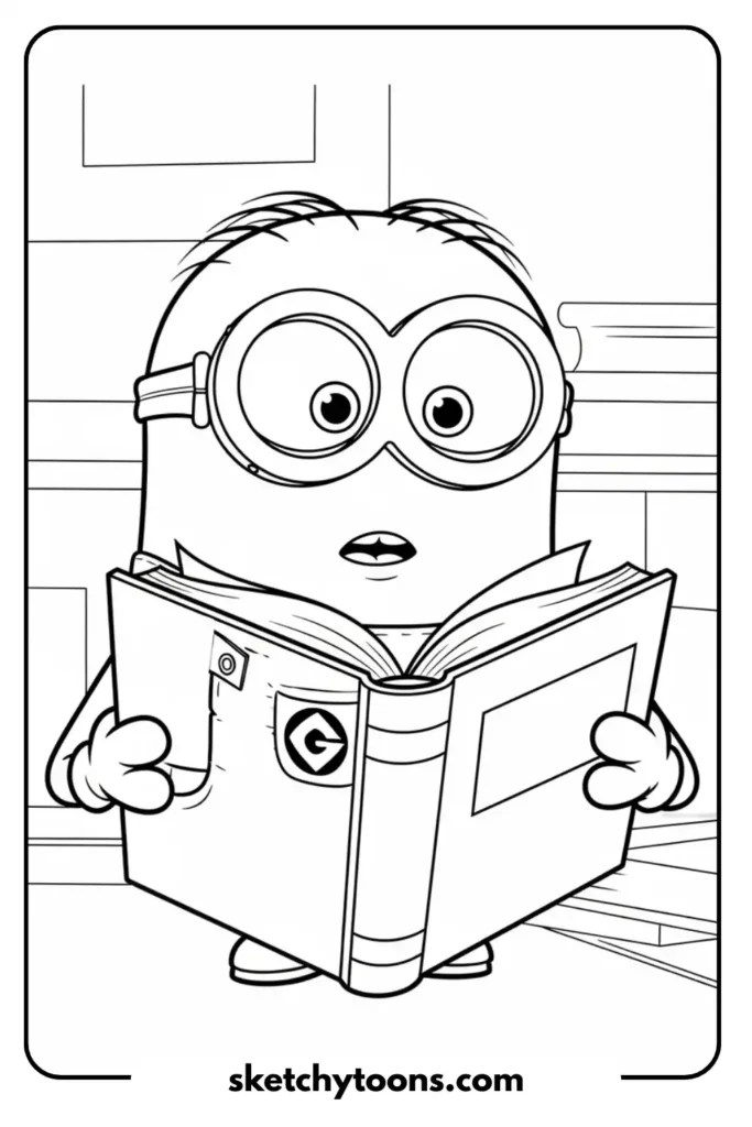 Minion Holding a Book drawing page
