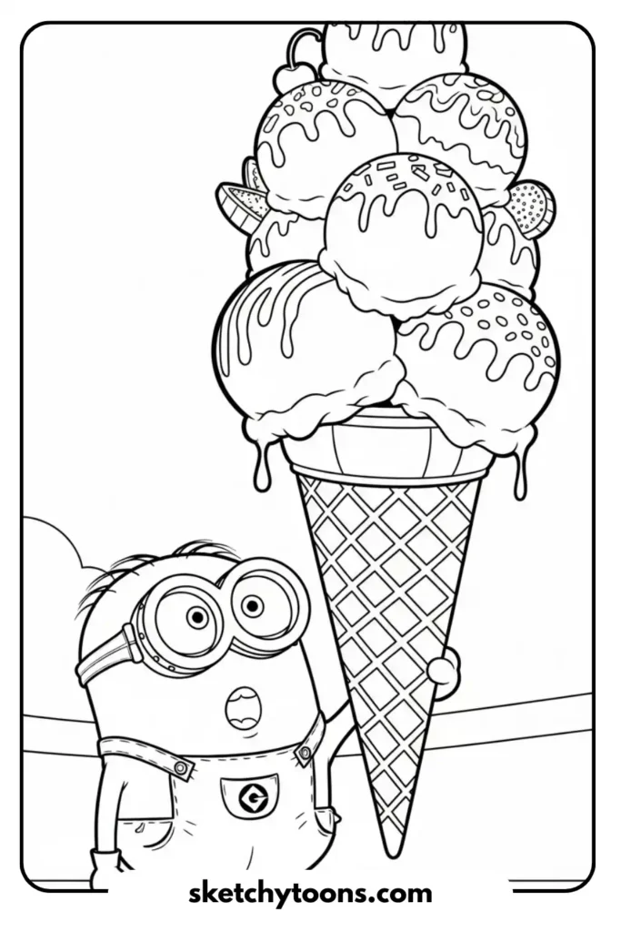 Minion Holding an Ice Cream Cone activity sheet