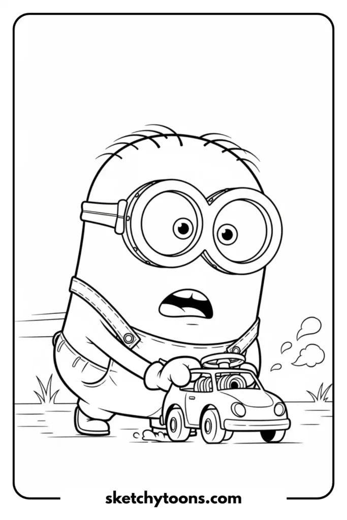 Minion Playing with a Toy Car creative page