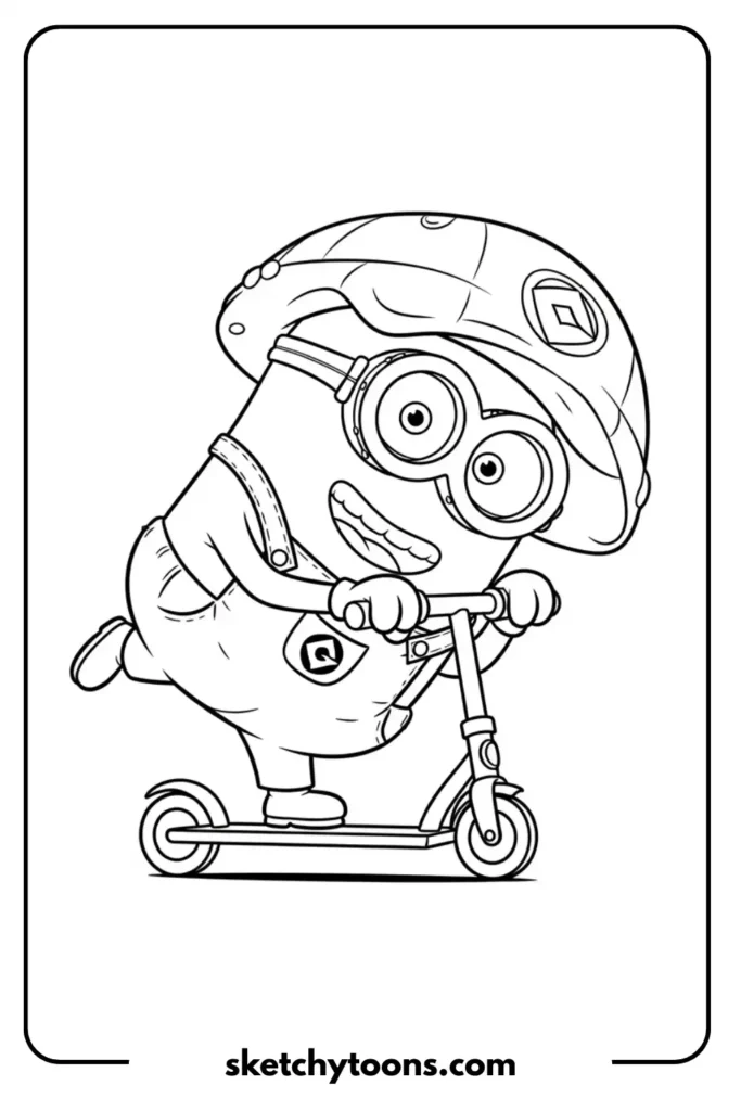 Minion Riding a Scooter coloring page