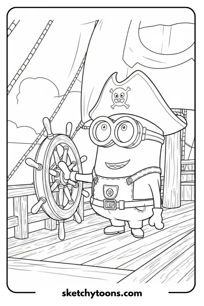 Minion in a Pirate Ship printable page