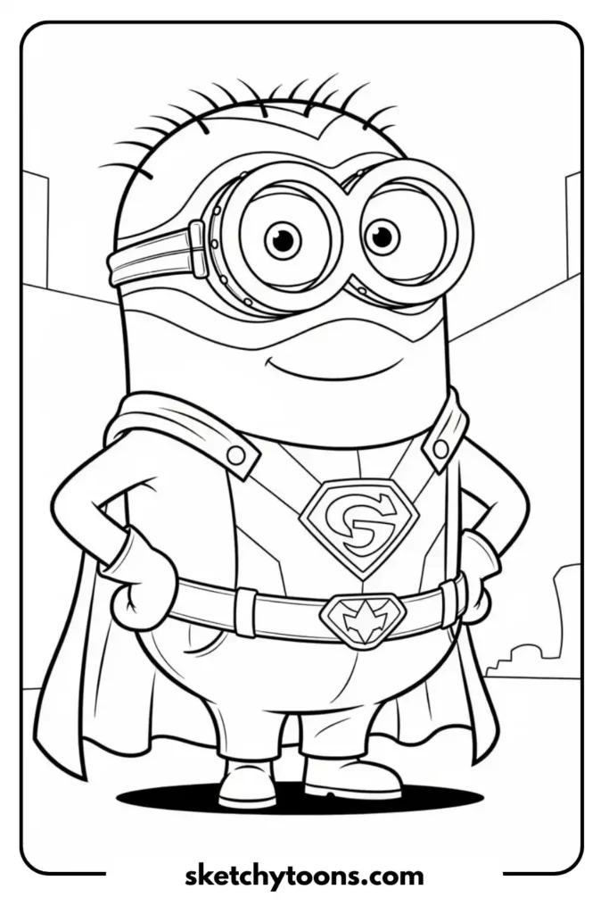 Minion in a Superhero Costume coloring page