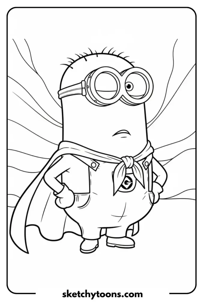 Minion in a Superhero Pose sketch page