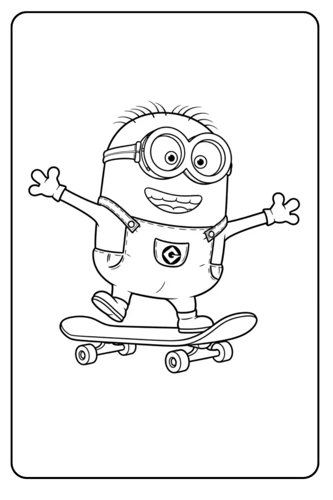 Minion on a Skateboard coloring sheet