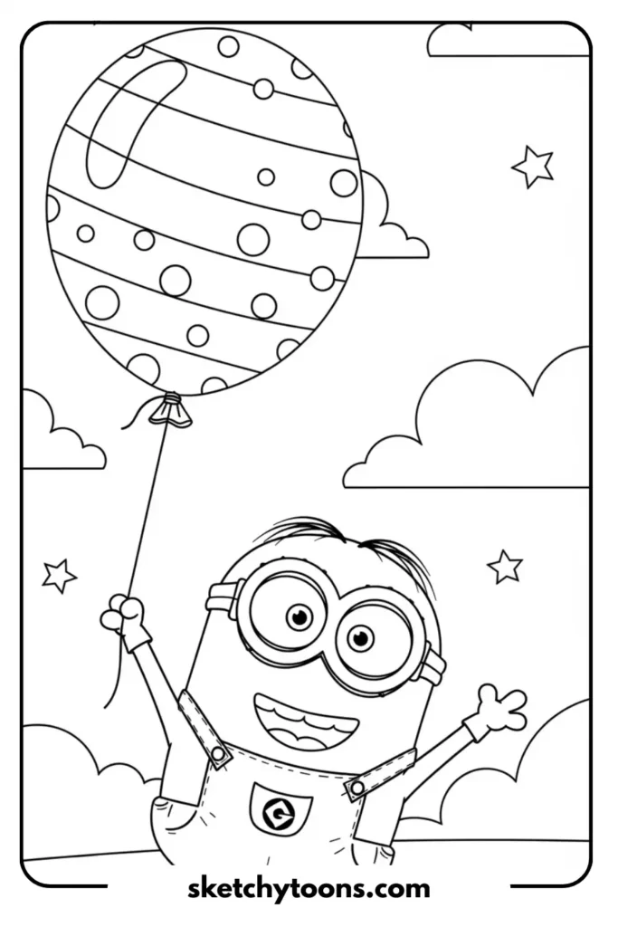 Minion with a Balloon coloring sheet