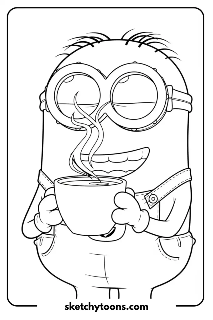 Minion with a Cup of Coffee activity sheet