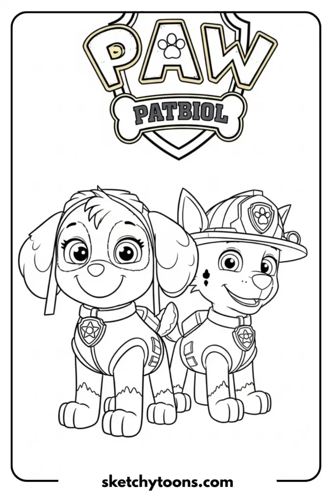 Paw Patrol with Mission Badges activity sheet
