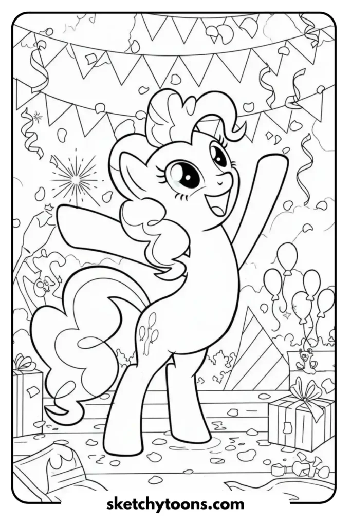 Pinkie Pie Throwing Confetti drawing page