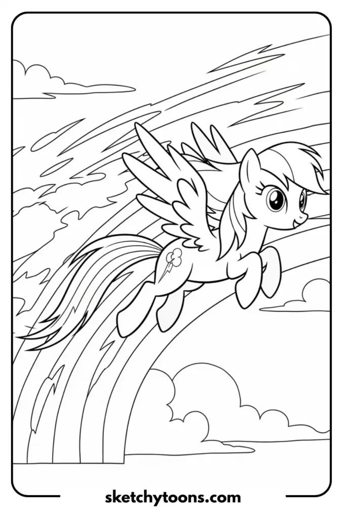 Rainbow Dash Racing Through a Rainbow artwork sheet
