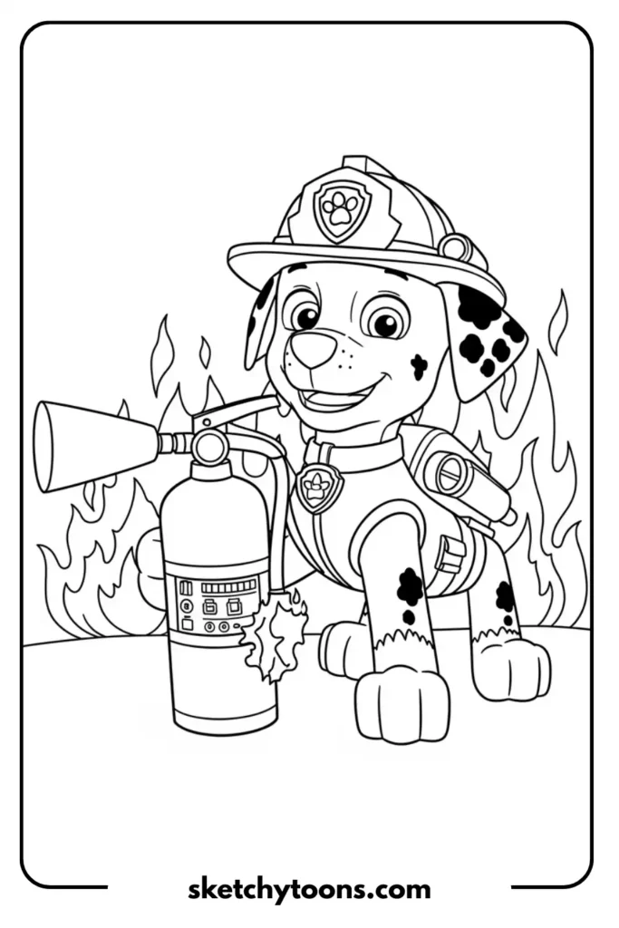 Rocky Sorting Recyclables coloring page