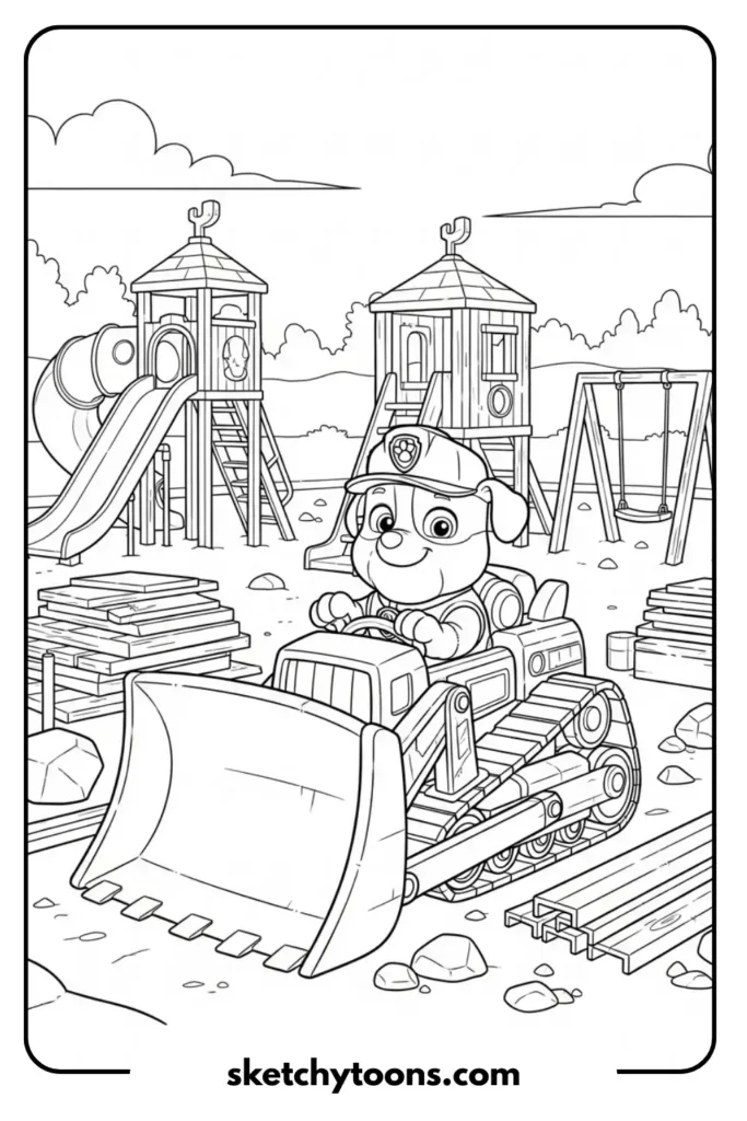 Rubble the Builder Pup creative art page