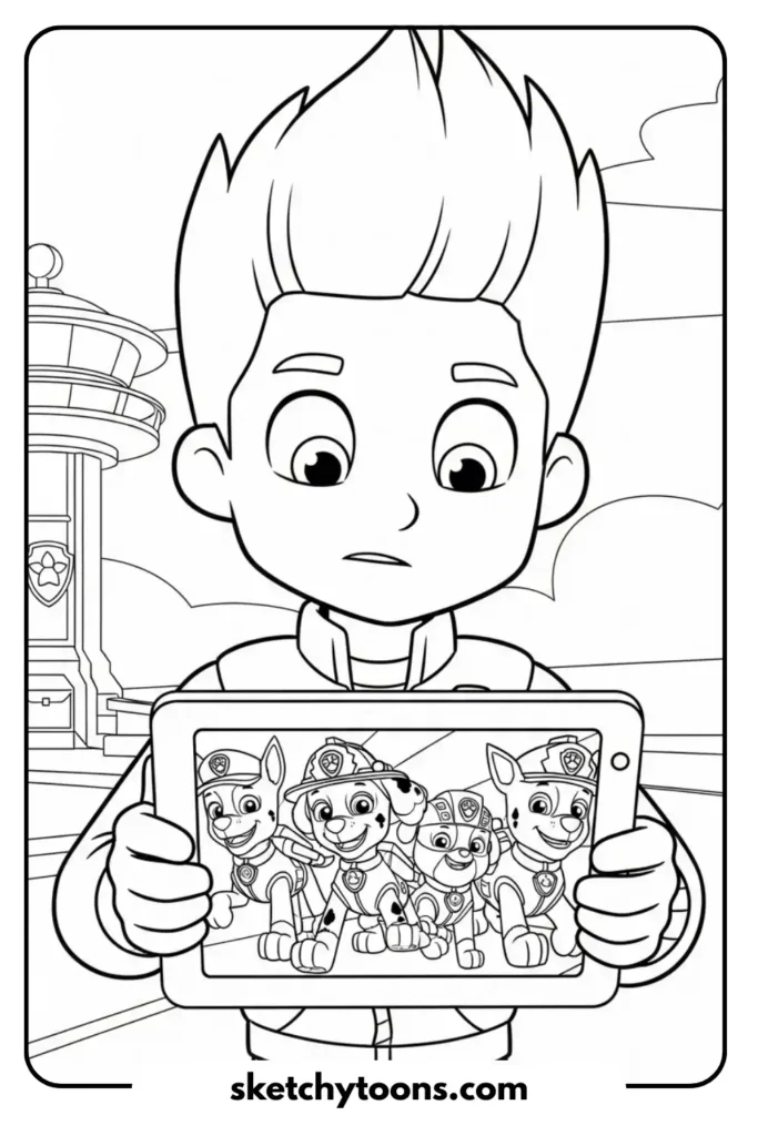 Ryder with His Paw Patrol Tablet drawing sheet