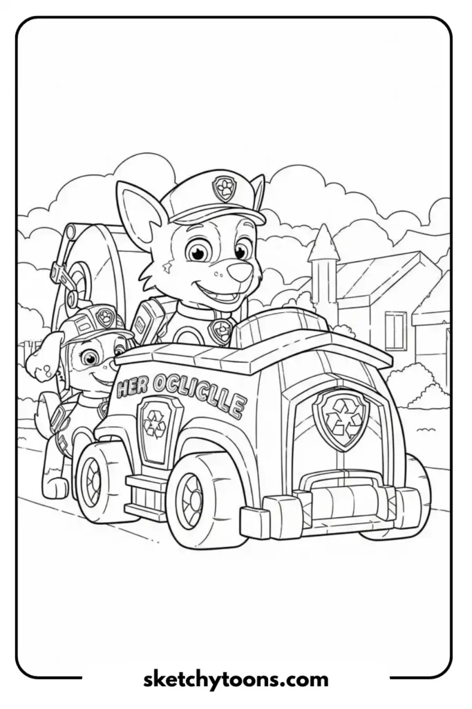 Skye Flying High in Her Helicopter coloring page