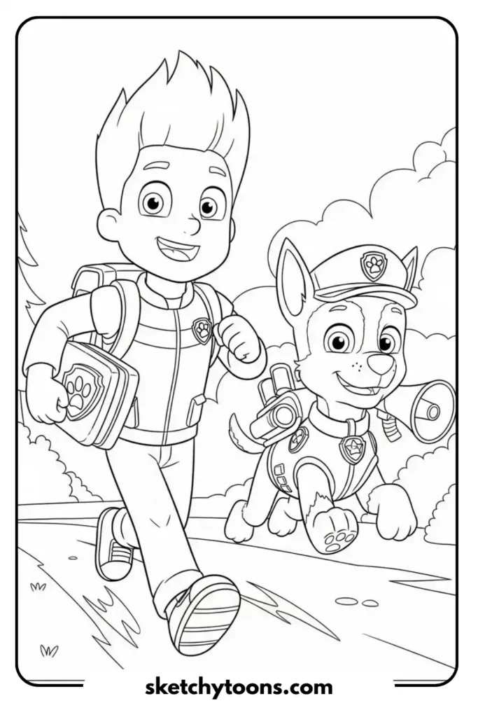 Skye Playing with a Puppy Friend kinds art