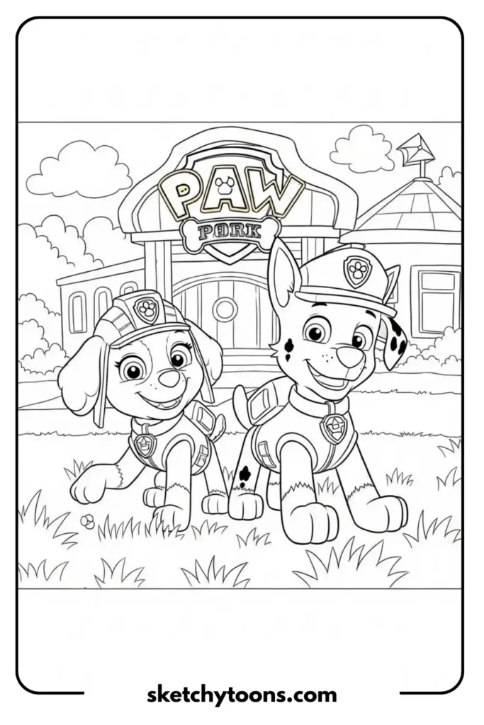 Skye with Aviator Glasses drawing sheet