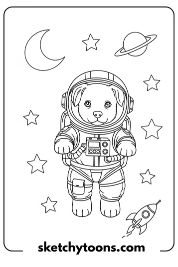 Astronaut Puppy in Space