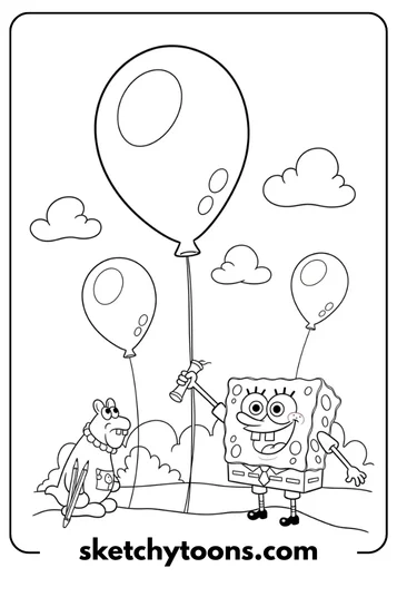 SpongeBob coloring pages 46 Balloon SpongeBob