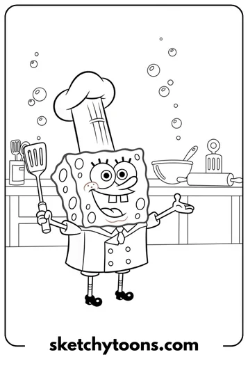SpongeBob coloring pages 4 Chef SpongeBob