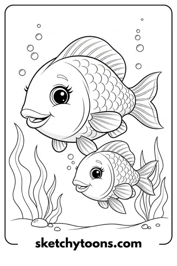 Cute Baby Fish and Mom