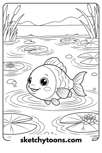 Cute Fish in the Pond coloring page