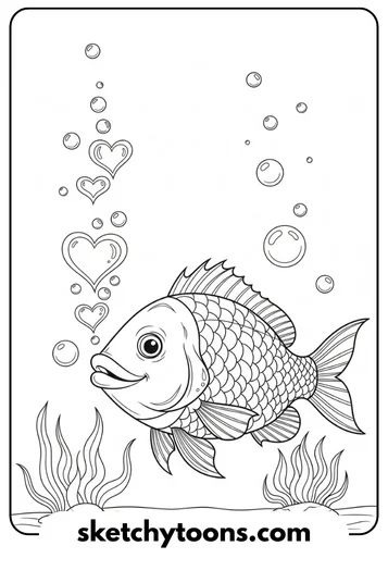 Fish with Heart Bubbles