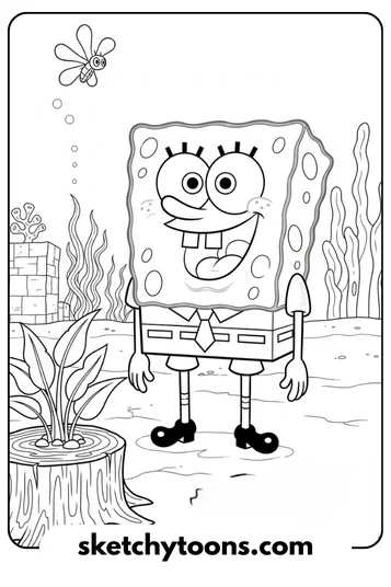 SpongeBob coloring pages 35 Gardening SpongeBob