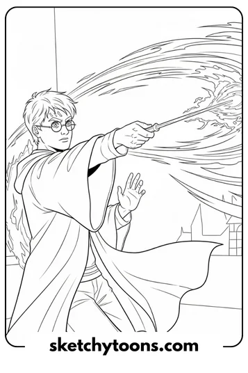 Harry Casting a Strong Spell