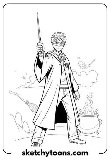 Harry Holding His Wand