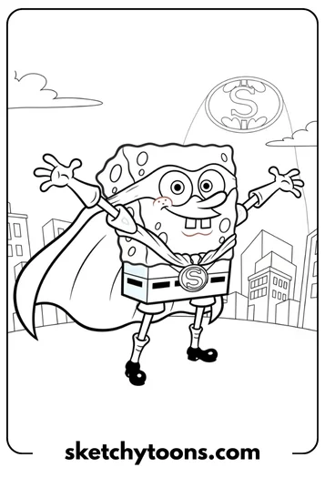 SpongeBob coloring pages 14 Hero SpongeBob coloring page