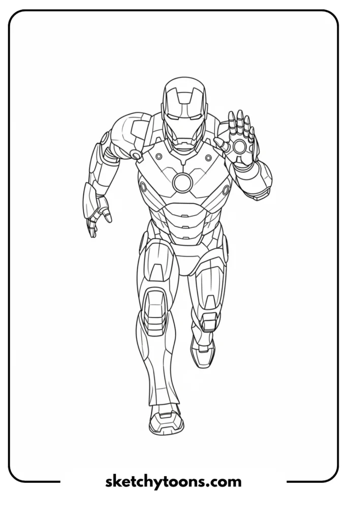 Iron Man running forward, beginner-style