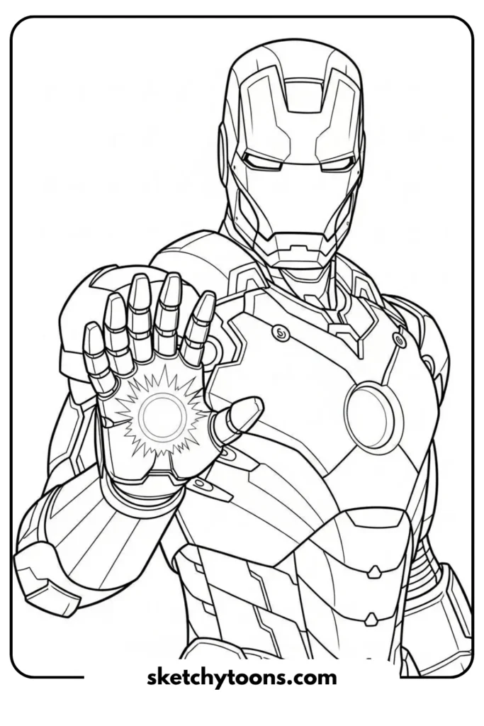 Iron Man, showing the Arc Reactor