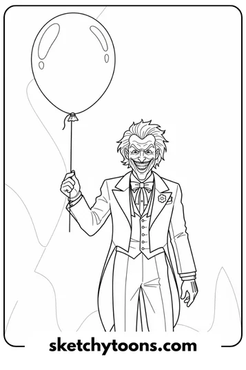 Joker Coloring Pages 8 Joker Holding a Balloon