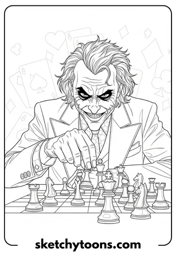 Joker Coloring Pages 22 Joker Playing Chess