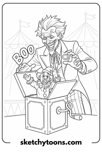 Joker Coloring Pages 23 Joker Scaring a Jack-in-the-Box