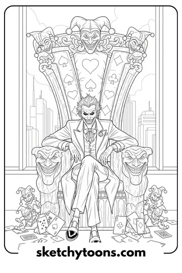 Joker Coloring Pages 26 Joker Sitting on a Throne
