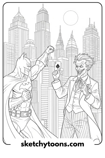 Joker Coloring Pages 5 Joker and Batman Showdown drawing page