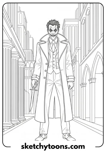 Joker Coloring Pages 18 Joker in the Alley art pagein a Tuxedo coloring sheet